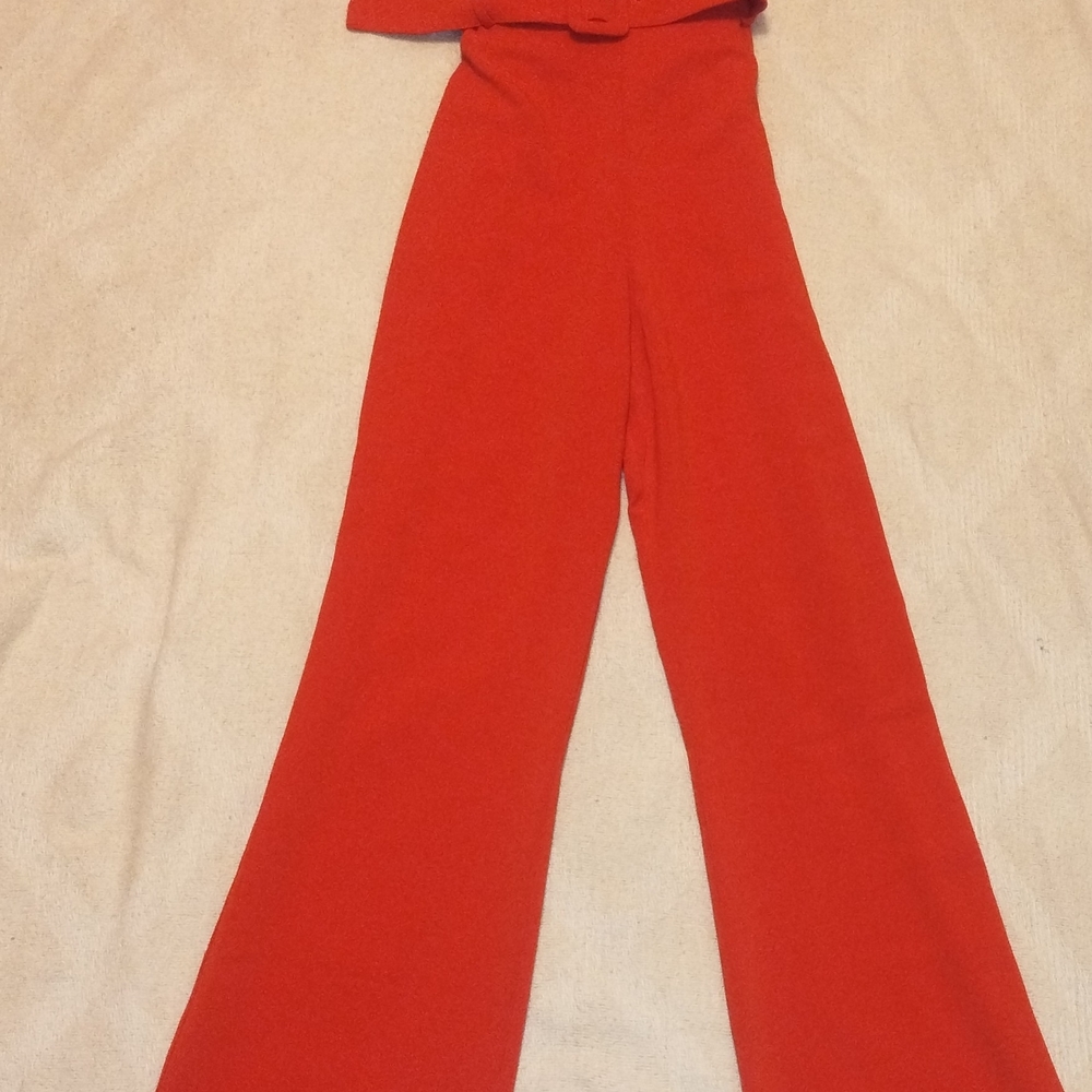 High-Waist Wide-Leg Jumpsuit Pants in Vibrant Red